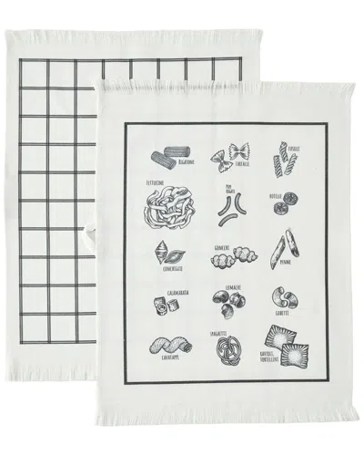 Bella Maison Set Of 2 Spaghetti Kitchen Towels In White
