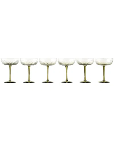 Bella Maison Set Of 6 Bubble Hobnail Martini Glasses In Green