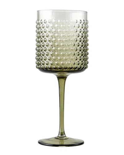Bella Maison Set Of 6 Bubble Hobnail Wine Glasses In Green