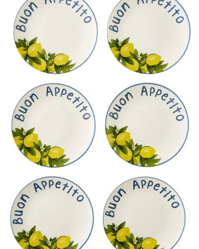 Bella Maison Set Of 6 Limoncello Porcelain Dessert Plates In Multi