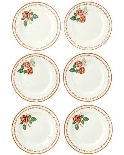 Bella Maison Set Of 6 Rose Porcelain Dessert Plates In Multi