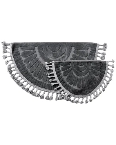 Bella Maison Sunshine Tasseled Cotton Bath Mat Set In Blue