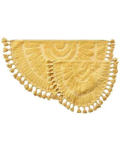Bella Maison Sunshine Tasseled Cotton Bath Mat Set In Yellow