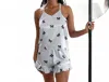 Bella Sleep + Spa Cami And Ruffled Short Bow Pajama In Black Bows In White