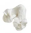 Bella Sleep + Spa R0693 - Pearl Bow Plush Slippers In White In White