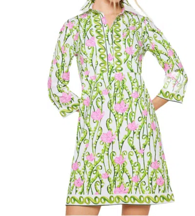 Bella Tu Blooming Shirt Dress In Green Multi