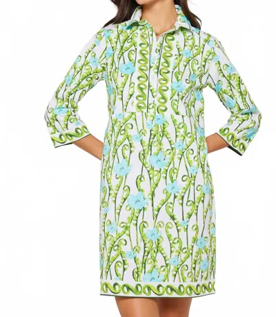 Bella Tu Charlie Shirtdress In Blooming-blue In Green