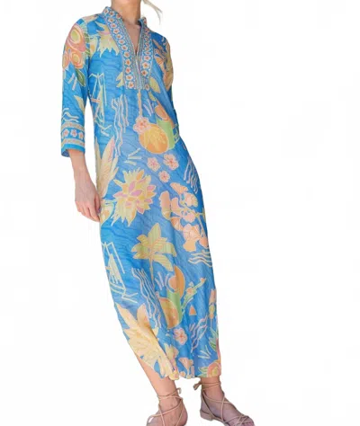Bella Tu Elise Caftan Dress In Bahama Print In Blue