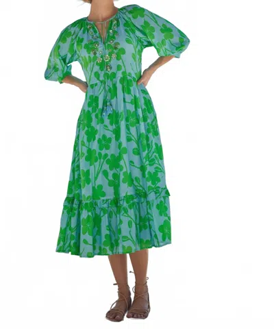 Bella Tu Elsa Three Quarter Sleeve Dress In Petal Print In Green