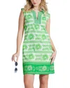 Bella Tu Embroidered Flower Cap Sleeve Dress In Green