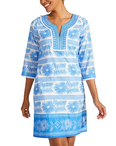 Bella Tu Embroidered Flower Tunic Dress In Blue