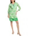 Bella Tu Embroidered Flower Cap Sleeve Dress In Green