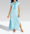Bella Tu Meg Cap Sleeve Caftan Dress In Pool In Blue