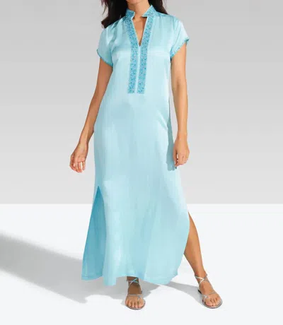 Bella Tu Meg Cap Sleeve Caftan Dress In Pool In Blue