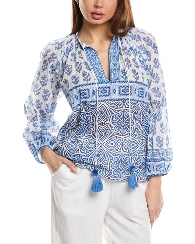 Bella Tu Nicki Peasant Top In Blue