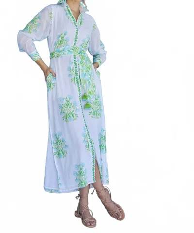 Bella Tu Peyton Maxi Shirtdress In Blue Tulips