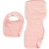 Bella Tunno Kids'  Reversible Bib & Burp Cloth Set In Pink