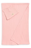 Bella Tunno Rib Swaddle Blanket & Hat Set In Pink
