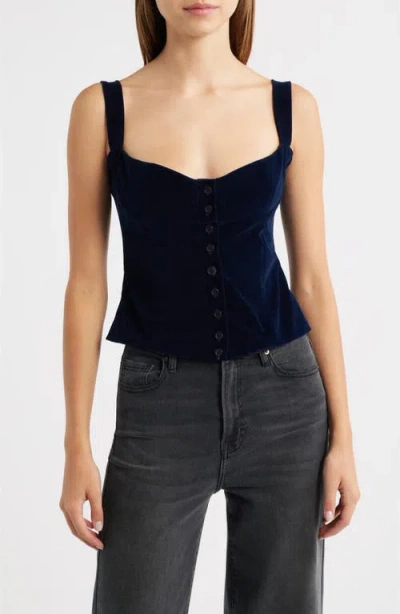 Bella Venice Julie Velveteen Corset Top In Blue
