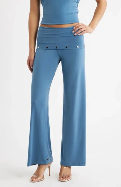Bella Venice Liza Stud Detail Knit Pants In Blue