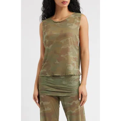Bella Venice Melody Sheer Mesh Tank In Green