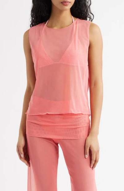Bella Venice Melody Sheer Mesh Tank In Pink