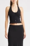 Bella Venice Mia Halter Crop Top In Black