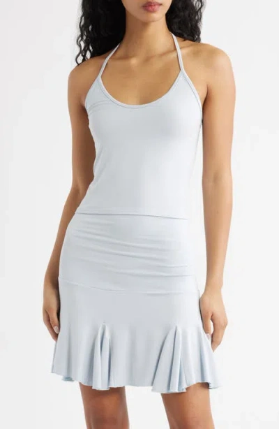 Bella Venice Mollie Halter Neck Knit Minidress In Blue