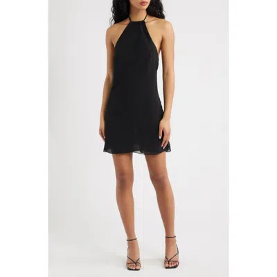 Bella Venice Natalia Halter Minidress In Black
