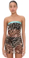 Bella Venice Sheer Cheetah Strapless Minidress In Animal Print
