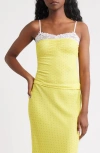 Bella Venice The Evelyn Polka Dot Lace Trim Camisole In Yellow
