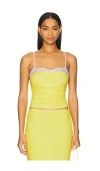 Bella Venice The Evelyn Polka Dot Lace Trim Camisole In 黄色