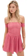 Bella Venice The Kat Off The Shoulder Gingham Minidress In Red