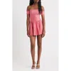 Bella Venice The Kat Off The Shoulder Gingham Minidress In Pink