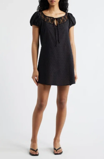 Bella Venice The Margaret Lace Trim Minidress In Black