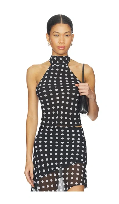 Bella Venice The Piper Top In Black & White Dot