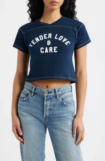 Bella Venice The Tlc Crop Graphic T-shirt In Blue