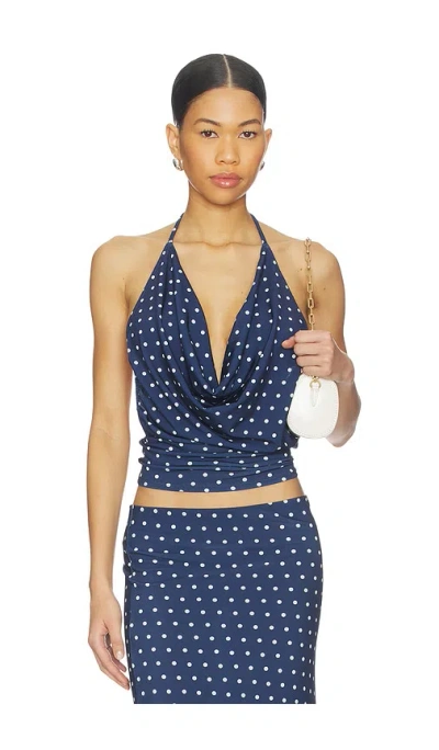 Bella Venice X Revolve Elsa Top In Navy & White Dot