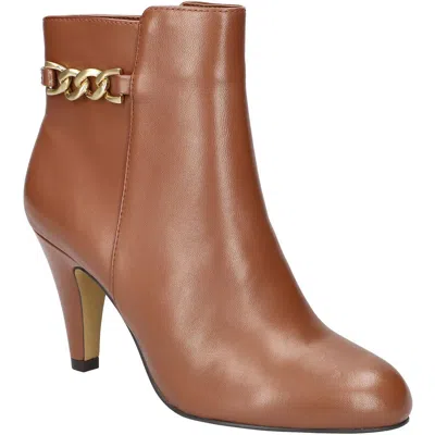 Bella Vita Agnes Womens Embellished Man Made Ankle Boots In Dark Tan Leather
