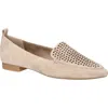 Bella Vita Alessi Perforated Pointed Toe Flat In Almond Kidsuede Leather