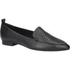 Bella Vita Alessi Perforated Pointed Toe Flat In Black Leather