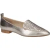Bella Vita Alessi Perforated Pointed Toe Flat In Champagne Leather