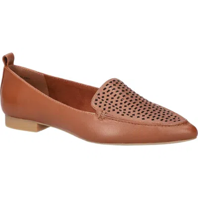 Bella Vita Alessi Perforated Pointed Toe Flat In Dark Tan Leather