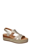 Bella Vita Ann-italy Perforated Wedge Sandal In Champagne Italian Leather