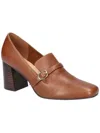 Bella Vita Ashton Womens Leather Slip On Loafer Heels In Camel Burnished Leather