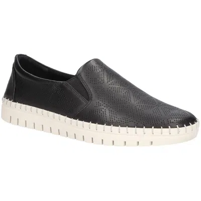 Bella Vita Aviana Womens Leather Perforated Boat Shoes In Black