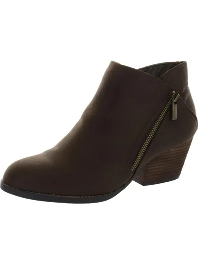 Bella Vita Bobbi Womens Double Zipper Almond Toe Booties In Brown