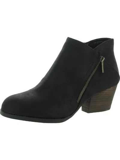 Bella Vita Bobbi Womens Faux Leather Block Heel Booties In Black