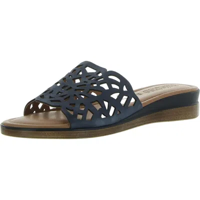 Bella Vita Cas Womens Laser Cut Faux Suede Slide Sandals In Multi