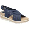 Bella Vita Cosette Womens Faux Leather Criss-cross Wedge Sandals In Navy